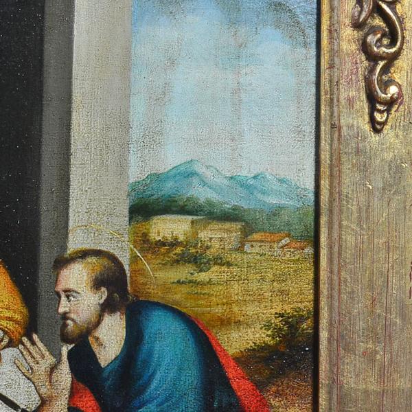 Dipinto olio su tela “La cena in Emmaus” Toscana XIX secolo