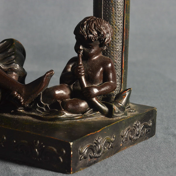 Scultura in bronzo “Suonatrice con angioletto” Epoca primi ‘900