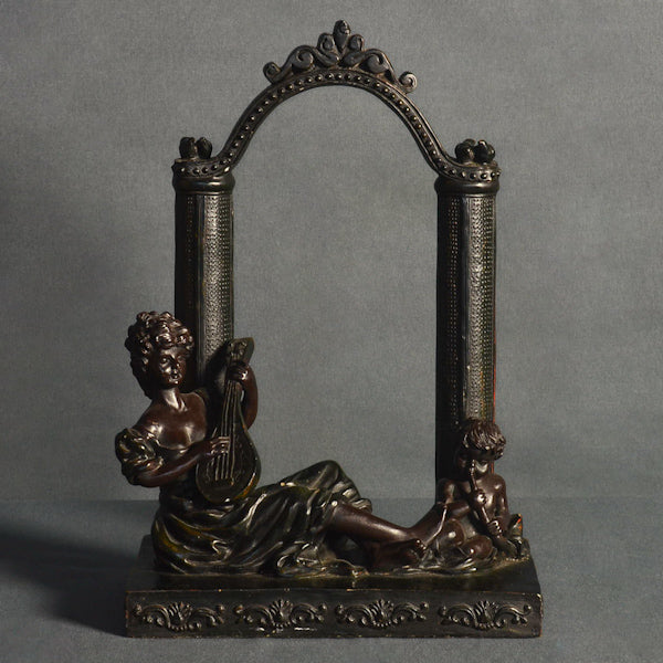 Scultura in bronzo “Suonatrice con angioletto” Epoca primi ‘900