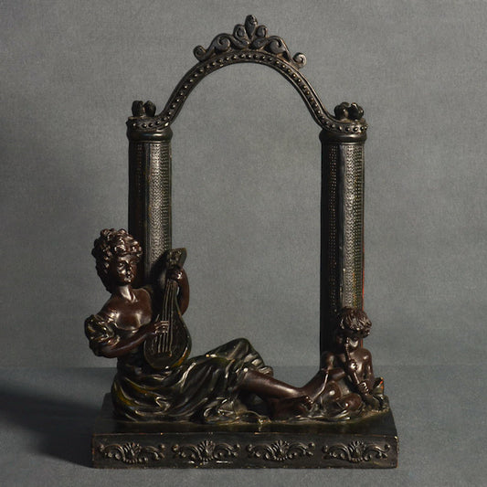 Scultura in bronzo “Suonatrice con angioletto” Epoca primi ‘900