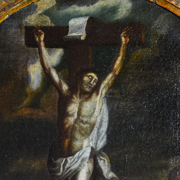 Dipinto olio su tela “Cristo crocifisso e la Maddalena” sc/ fiamminga. Fine ‘600