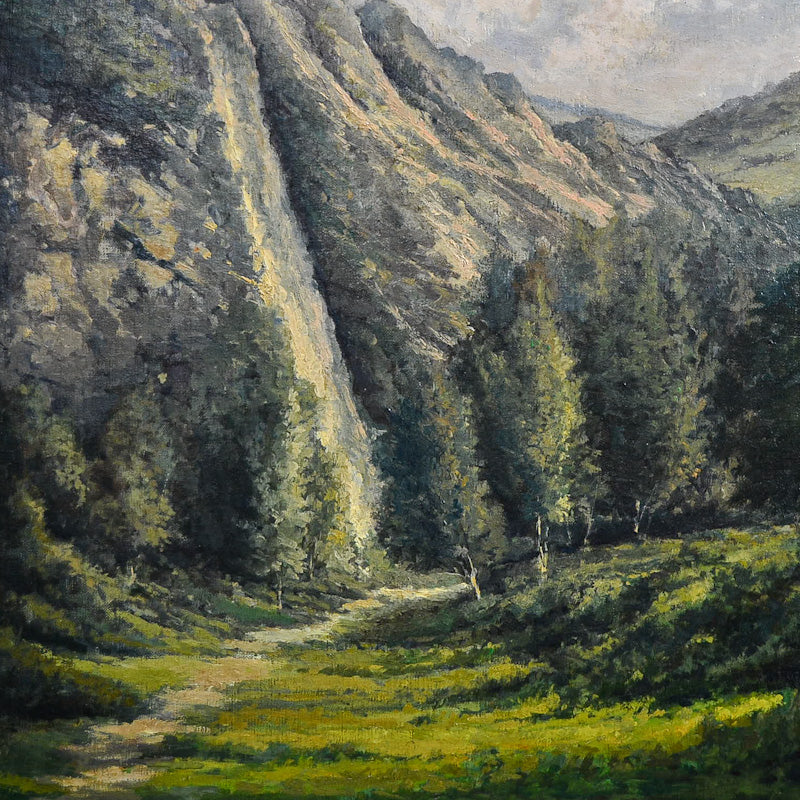 Dipinto olio su supporto rigido “Paesaggio montano” Epoca ‘800