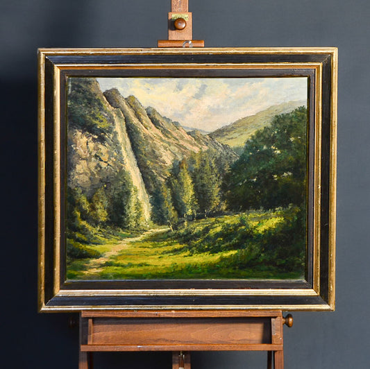 Dipinto olio su supporto rigido “Paesaggio montano” Epoca ‘800