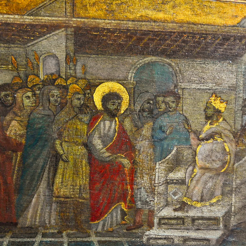 Dipinto olio su tela “Cristo davanti a Caifa” ricostruzione medievale. Epoca ‘800