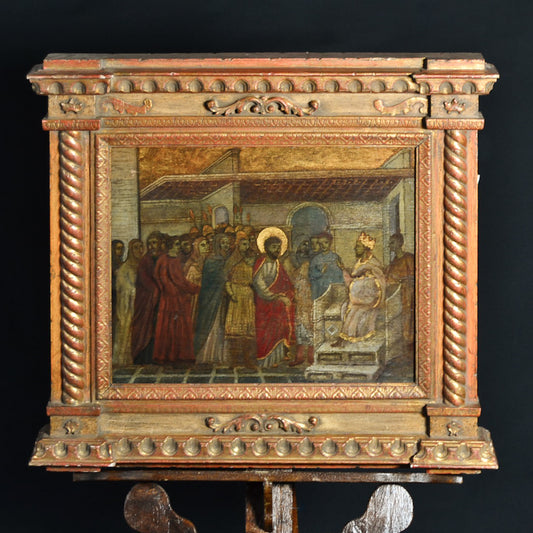 Dipinto olio su tela “Cristo davanti a Caifa” ricostruzione medievale. Epoca ‘800