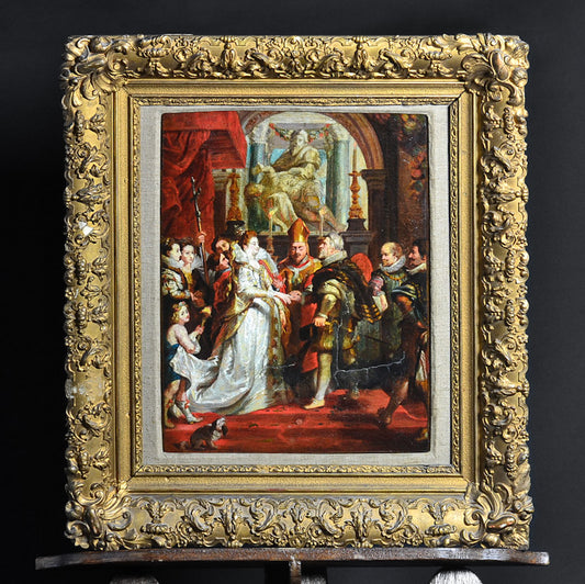Dipinto olio su tela “Matrimonio di Maria de’ Medici ed Enrico IV” Firenze 1830 c.a
