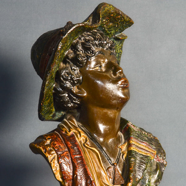 Scultura in ceramica policroma di fanciullo popolare. Francia del sud. Epoca fine ‘800