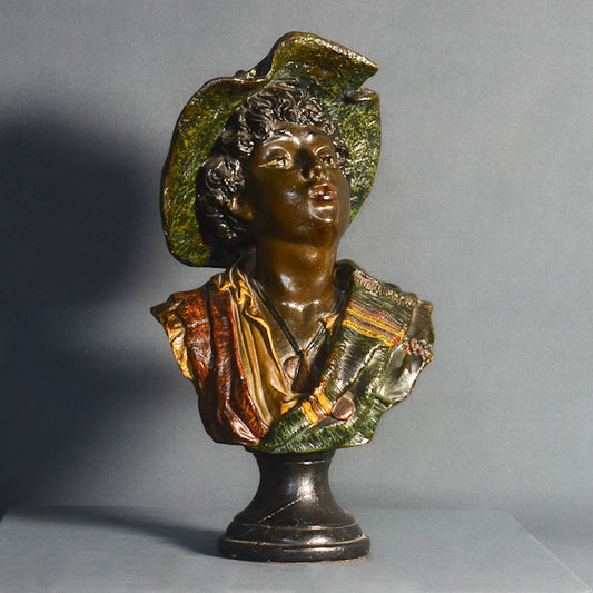 Scultura in ceramica policroma di fanciullo popolare. Francia del sud. Epoca fine ‘800