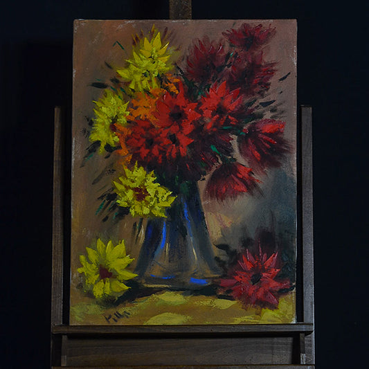 Dipinto olio su tela “Vaso di Fiori” f.to Pilla