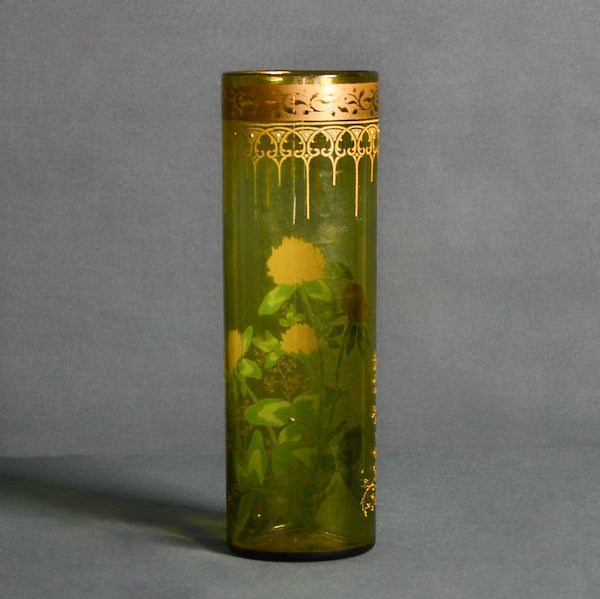 Vaso in vetro dipinto e lumeggiato in oro. Vienna epoca Liberty