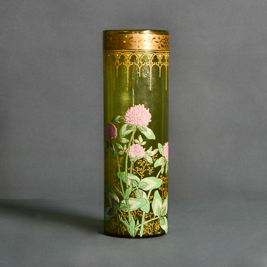 Vaso in vetro dipinto e lumeggiato in oro. Vienna epoca Liberty