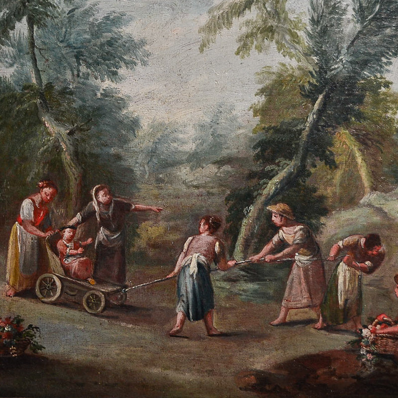 Dipinto olio su tela “Scena contadina” sc/ Alessio De Marchis. Epoca fine ‘700