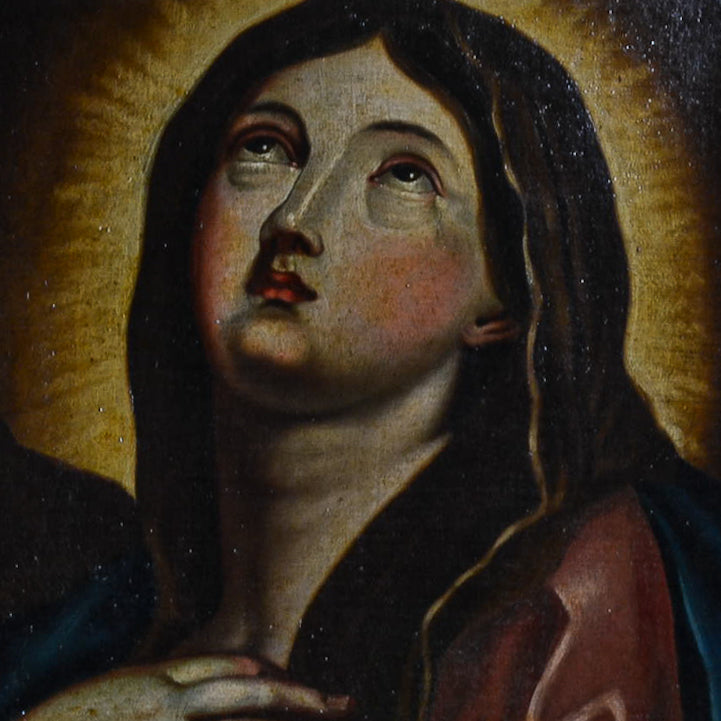 "Vergine orante in abito blu" sc/ italiana XVIII secolo