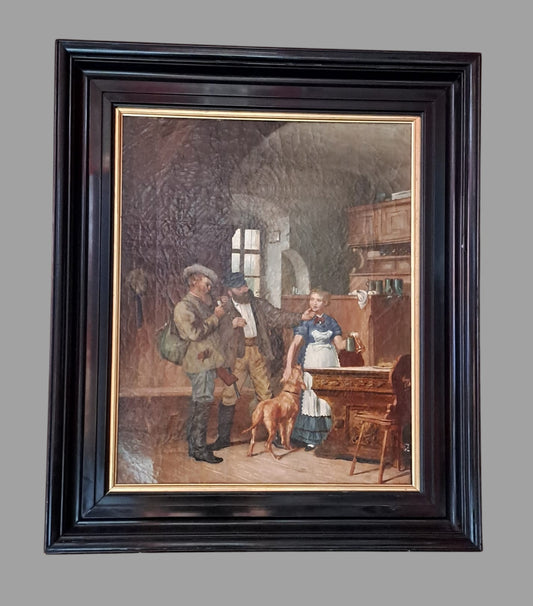 DIPINTO OLIO SU TELA "INTERNO D'OSTERIA".PERIODO RISORGIMENTALE SCUOLA ITALIANA. EPOCA FINE '800 EPOCA FINE '800