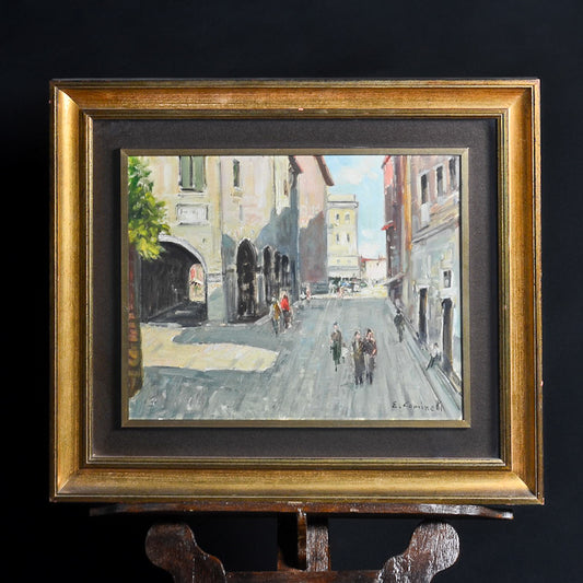 Dipinto olio su tela “Casa di Eleonora Duse” f.to in basso a destra Cominetti. Piemonte epoca ‘800
