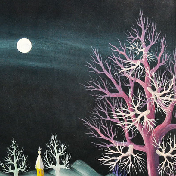 Dipinto olio su tela “Rientro con la luna” f.to Milan Dragija. 1976, Croazia