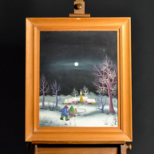 Dipinto olio su tela “Rientro con la luna” f.to Milan Dragija. 1976, Croazia