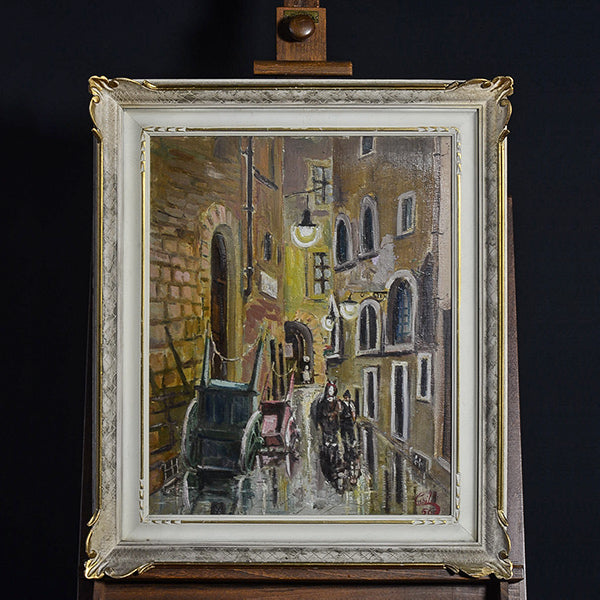 Dipinto olio su tavoletta “Vicoli fiorentini” f.to G. Canilli