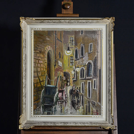 Dipinto olio su tavoletta “Vicoli fiorentini” f.to G. Canilli