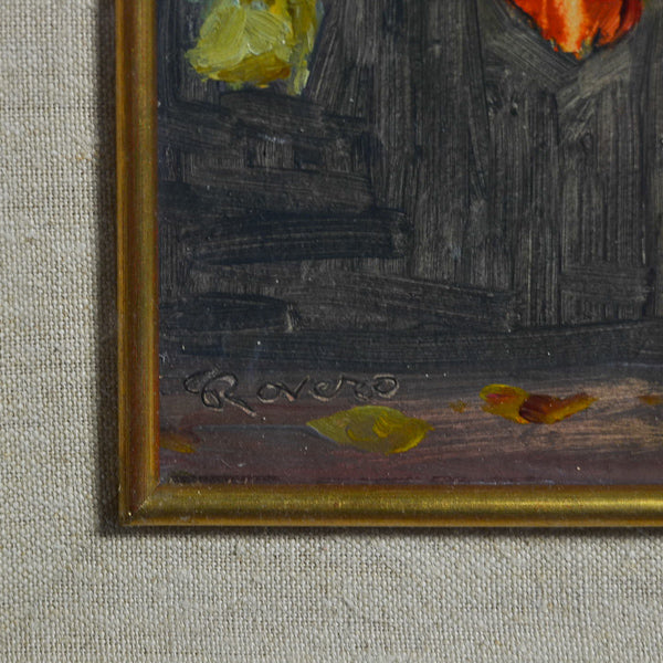 Dipinto olio su tela “Fiori recisi in vaso” f.to in basso a sinistra Rovero. Epoca ‘900