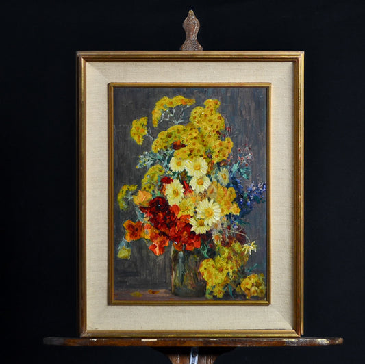 Dipinto olio su tela “Fiori recisi in vaso” f.to in basso a sinistra Rovero. Epoca ‘900