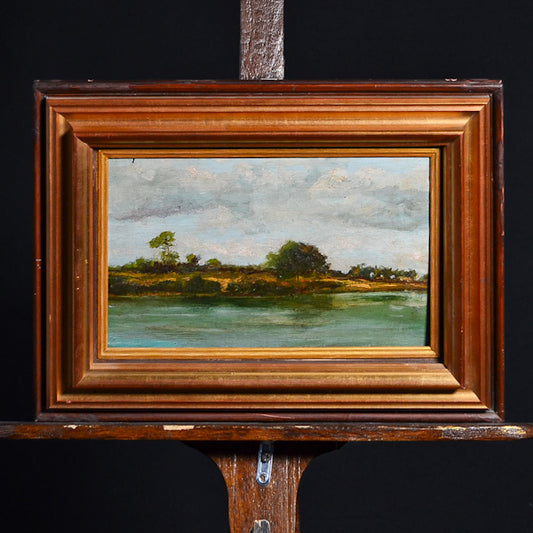 Dipinto a olio “Paesaggio sul fiume” Epoca ‘900