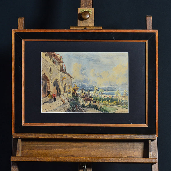 “Paesaggio costiero” f.to W. Thornley. Acquerello. Francia. XIX secolo