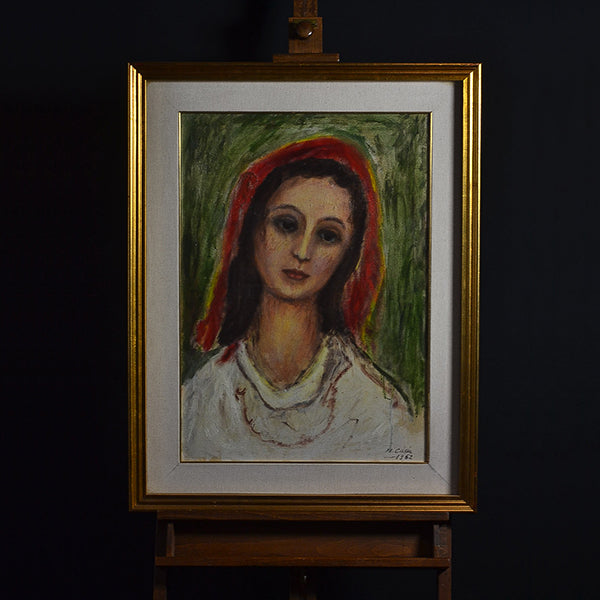 Dipinto olio su tavola “La Primavera” f.to Cusin Maria. Epoca metà ‘900 (scarto)