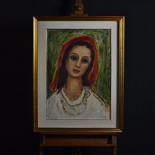 Dipinto olio su tavola “La Primavera” f.to Cusin Maria. Epoca metà ‘900 (scarto)