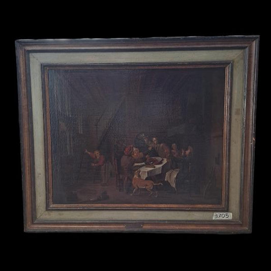 DIPINTO OLIO SU TELA "INTERNO IN OSTERIA." EPOCA '700. ATTRIBUITO A JAN J. HOREMANS