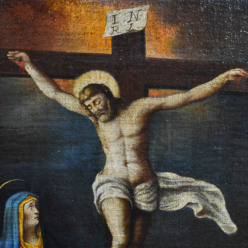 Dipinto olio su tela “La Crocifissione” sc/ piemontese. Epoca inizi ‘800