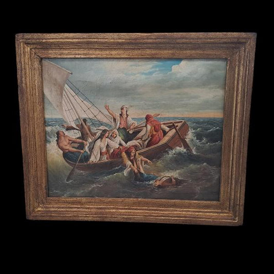 DIPINTO OLIO SU TELA "LA FUGA DEI GRECI ATTRIBUITO ALLA SCUOLA F. F. HAYEZ PDM