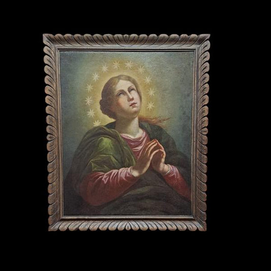 DIPINTO OLIO SU TELA "L'IMMACOLATA CONCEZIONE IN ADORAZIONE" EPOCA '700