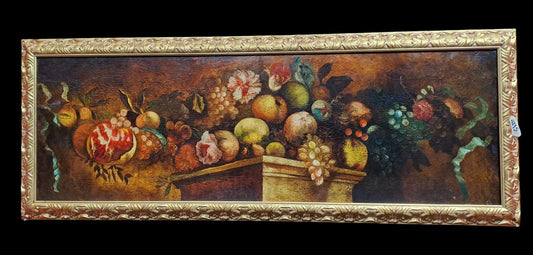 DIPINTO OLIO SU TELA "NATURA MORTA" SC/ ITALIANA EPOCA '800 DM TORE