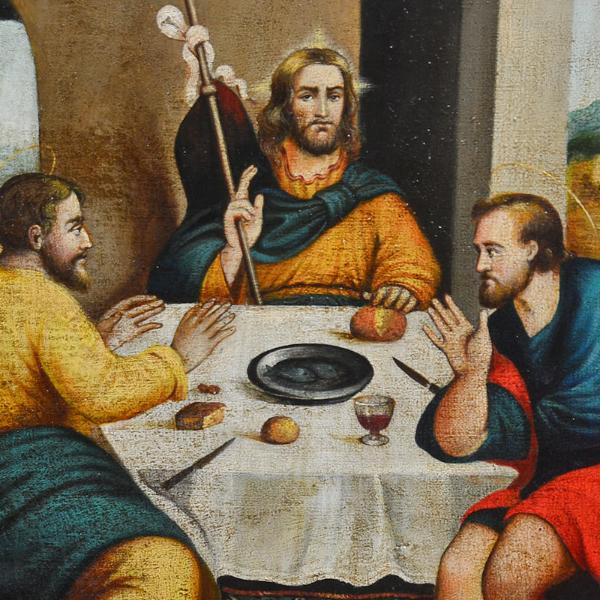 Dipinto olio su tela “La cena in Emmaus” Toscana XIX secolo