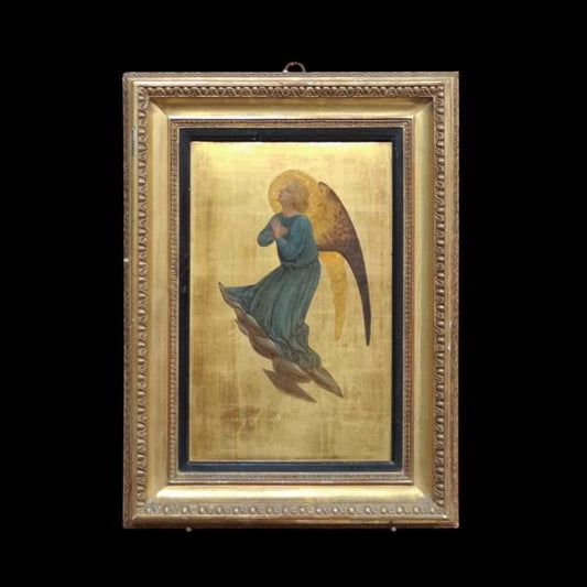 DIPINTO FONDO ORO SU TAVOLA "ANGELO ADORANTE" EPOCA 800