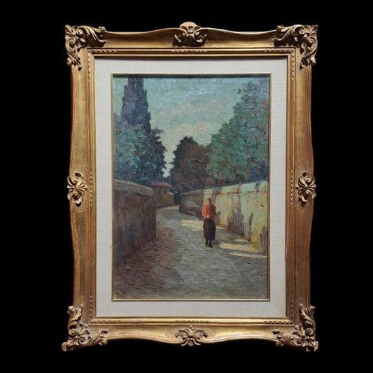 DIP. OLIO SU TELA "FIGURE SU STRADA"