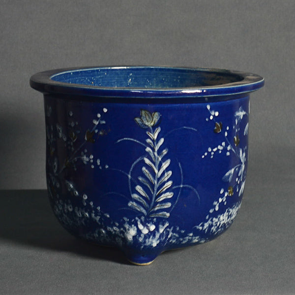 Vaso blu dipinto con decorazioni vegetali. Cina, inizi ‘900
