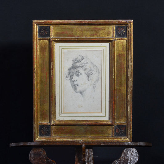 Disegno a matita grossa. Ritratto fiorentino f.to in basso a destra e datato