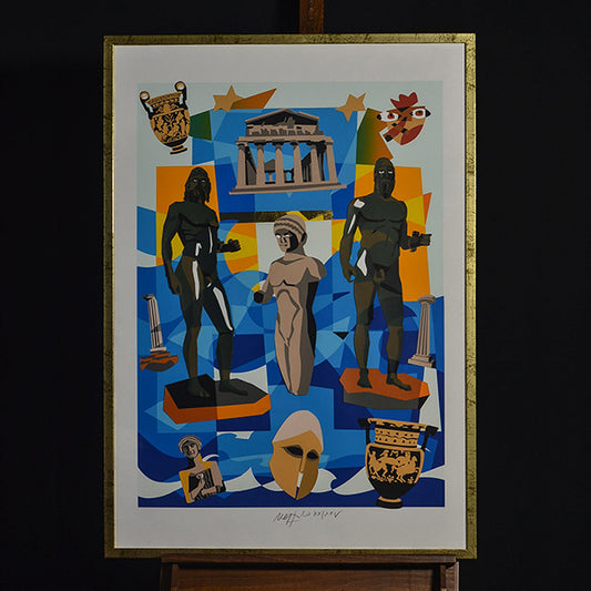 Multiplo 20/25 “Bronzi di Riace” litografia f.ta Ugo Nespolo