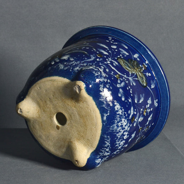 Vaso blu dipinto con decorazioni vegetali. Cina, inizi ‘900