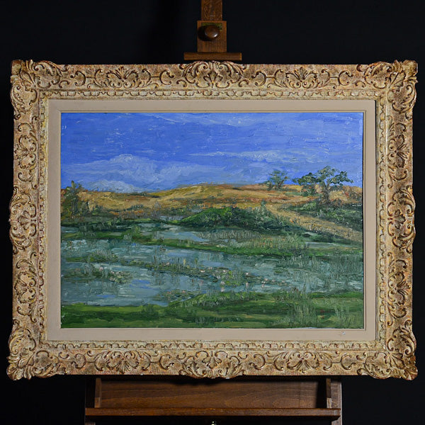 Dipinto olio su tela “Paesaggio” f.to Giordano