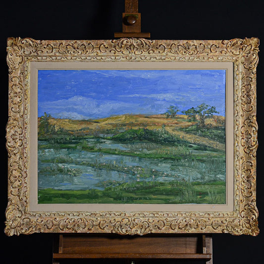 Dipinto olio su tela “Paesaggio” f.to Giordano
