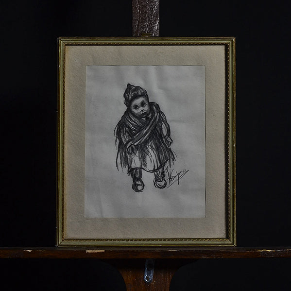 Carboncino raffigurante una bambina f.to Benigno