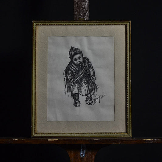 Carboncino raffigurante una bambina f.to Benigno