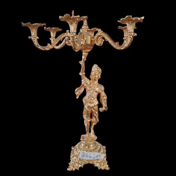 COPPIA DI CANDELIERI FIGURATI IN BRONZO DORATO