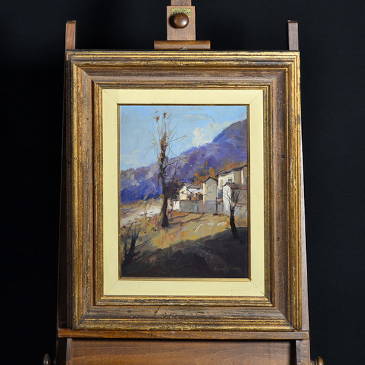 Dipinto olio su tela “Paesaggio montano” f.to Edmondo Maneglia. 1970 c.a