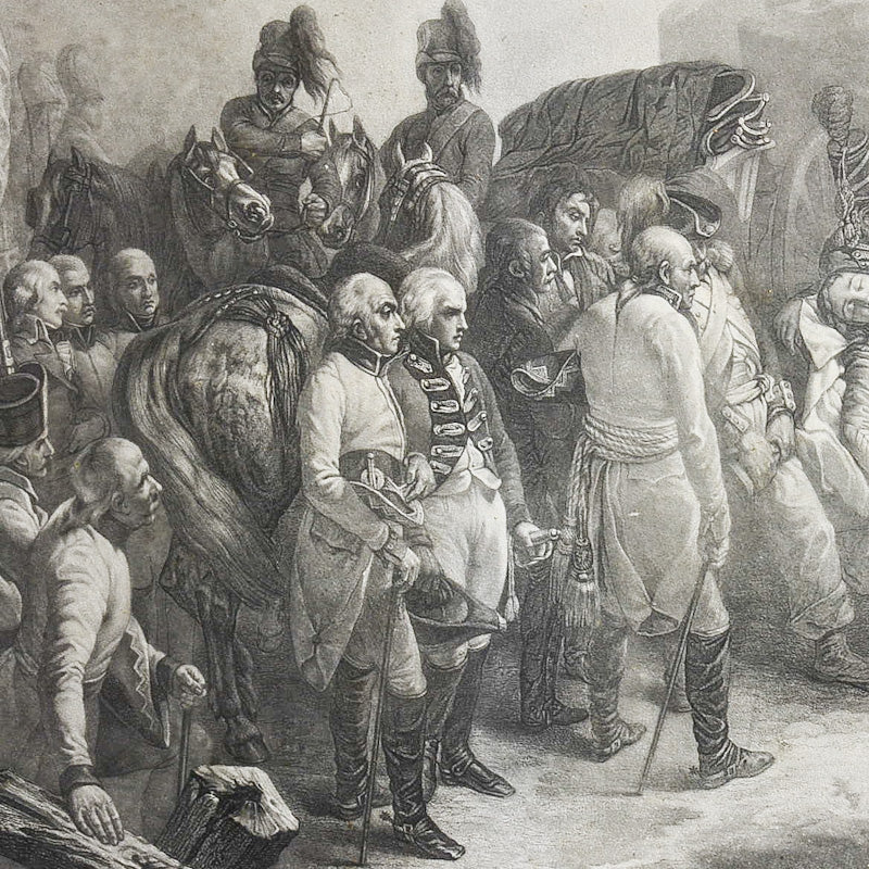 Incisione “Funneraille de Marceau” da dipinto Alexandre Sixdeniers. Parigi 1741-1846