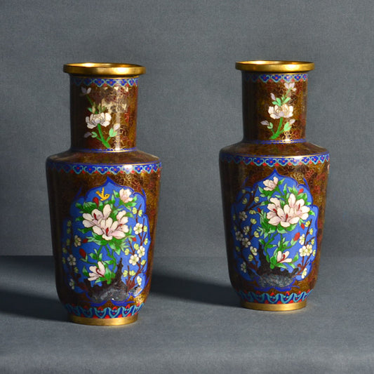 Coppia di vasetti Cloisonné. Epoca inizi ‘900