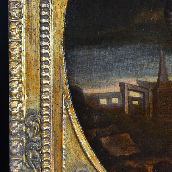 Dipinto olio su tela “Cristo crocifisso e la Maddalena” sc/ fiamminga. Fine ‘600